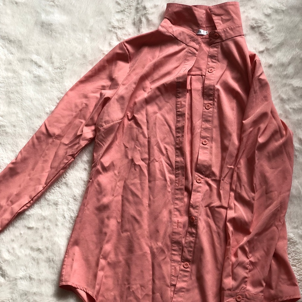 Coral oversized blouse faux silk